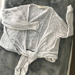 White cropped faded glory cardigan